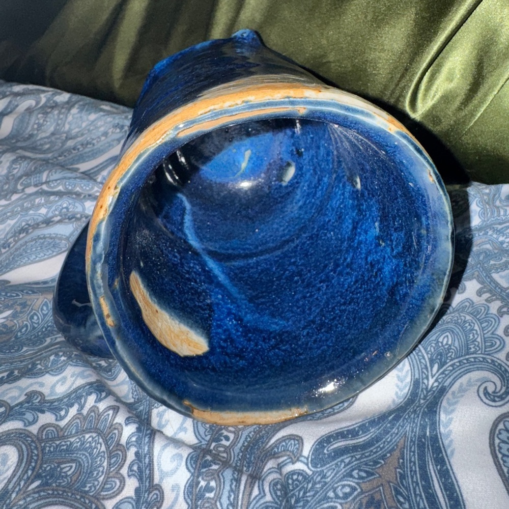 Handcrafted Blue and cream pottery Mug - Picture 2 of 6